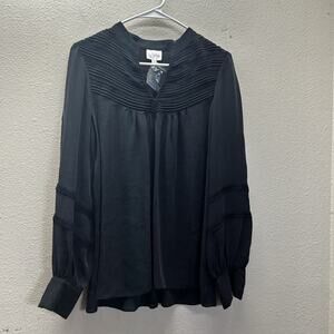 Parker 100% Silk‎ V Neck Long Sleeve Ruffle Trim Western Boho Whimsigoth XS